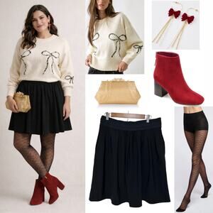 DKNY Wool Blend Pleated Circle Skirt Elastic Waist Seam Pocket Zip Closer Sz: 10